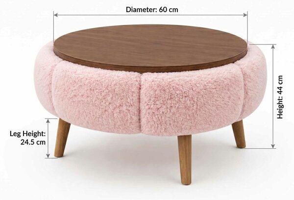 Atelier Del Sofa Dohányzóasztal Papatya 60 - Rózsaszín, Diófa