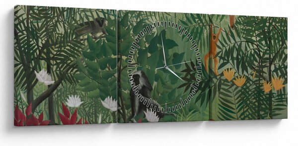 Kép - Henri Rousseau, Tropical Forest with Monkeys, reprodukciók (órával) (90x30 cm)