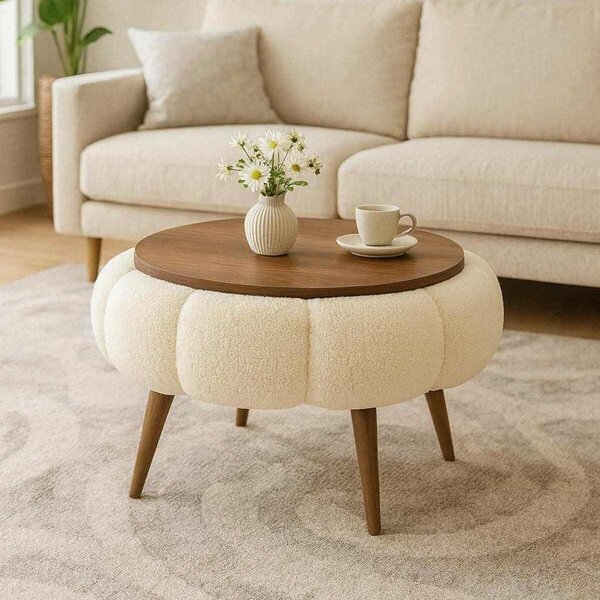 Atelier Del Sofa Papatya 60 dohányzóasztal - krém, dió