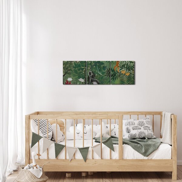 Kép - Henri Rousseau, Tropical Forest with Monkeys, reprodukciók (órával) (90x30 cm)