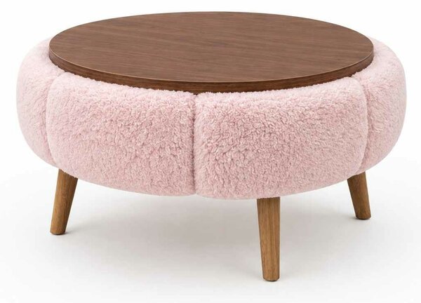 Atelier Del Sofa Dohányzóasztal Papatya 60 - Rózsaszín, Diófa