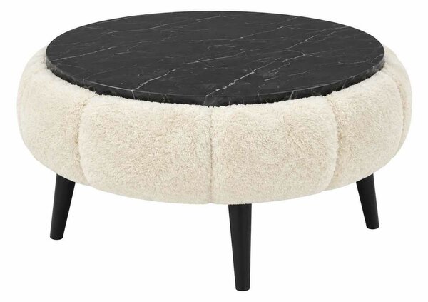 Atelier Del Sofa Coffee Table Cream Black Marble Papatya 60 - Cream, Black Marble