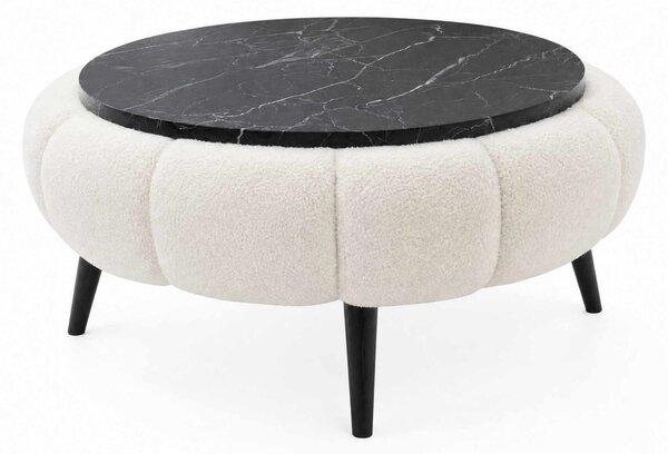 Atelier Del Sofa Coffee Table White Black Marble Papatya 60 - White, Black Marble