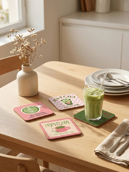 Sinsay - Matcha mintájú poháralátét 4 db-os szett - zöld