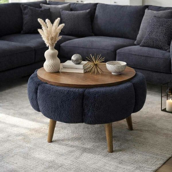 Atelier Del Sofa Dohányzóasztal Antracit Dió Papatya 60 - Antracit, Dió