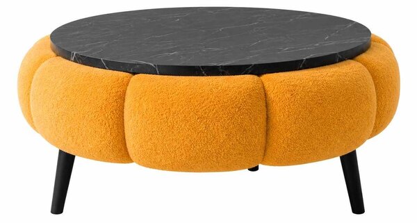Atelier Del Sofa Dohányzóasztal Narancssárga Fekete Márvány Papatya 60 - Narancssárga, Fekete Márvány