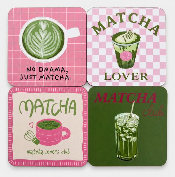 Sinsay - Matcha mintájú poháralátét 4 db-os szett - zöld