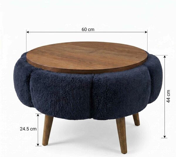 Atelier Del Sofa Dohányzóasztal Antracit Dió Papatya 60 - Antracit, Dió