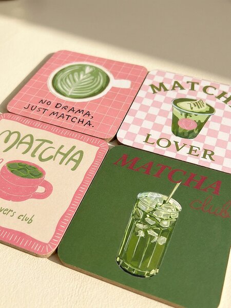 Sinsay - Matcha mintájú poháralátét 4 db-os szett - zöld
