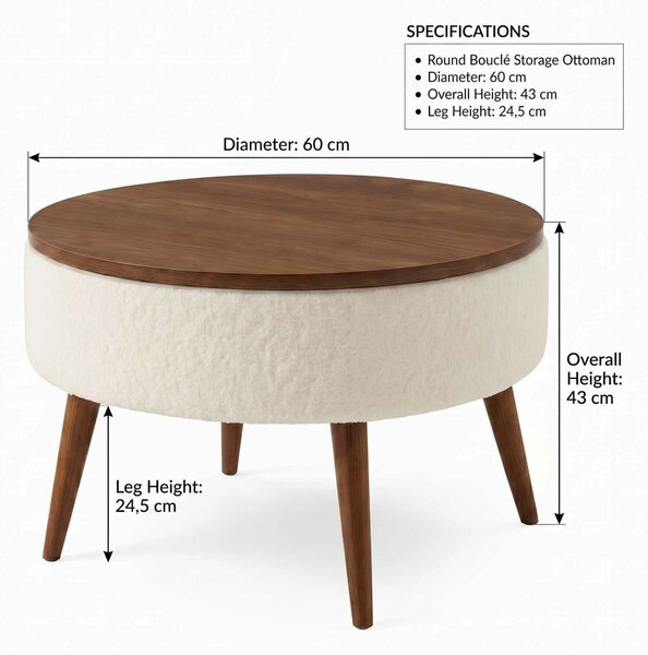 Atelier Del Sofa Noya kerek dohányzóasztal - fehér diós, fehér