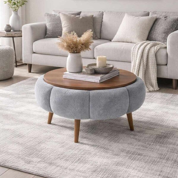 Atelier Del Sofa Dohányzóasztal Szürke Dió Papatya 60 - Szürke, Dió