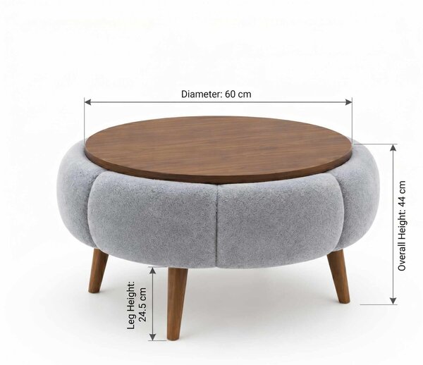 Atelier Del Sofa Dohányzóasztal Szürke Dió Papatya 60 - Szürke, Dió