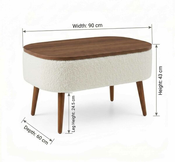 Atelier Del Sofa Dohányzóasztal WhiteWalnut Noya - Fehér