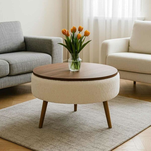 Atelier Del Sofa Noya kerek dohányzóasztal - fehér diós, fehér