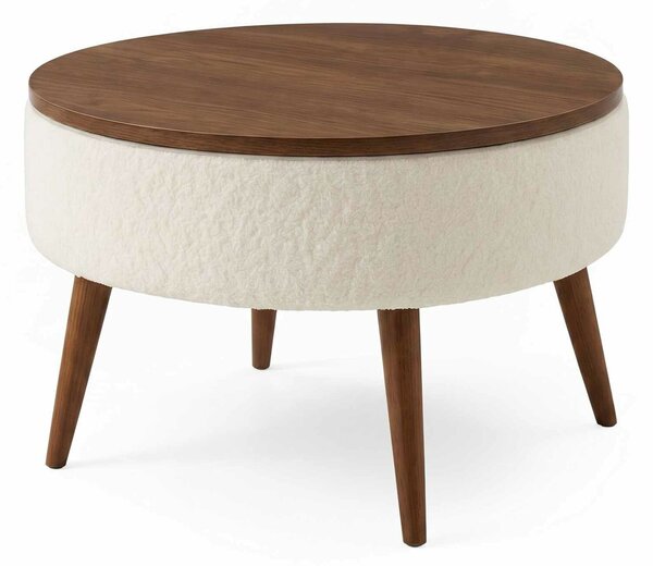 Atelier Del Sofa Noya kerek dohányzóasztal - fehér diós, fehér
