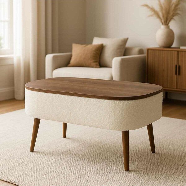 Atelier Del Sofa Dohányzóasztal WhiteWalnut Noya - Fehér