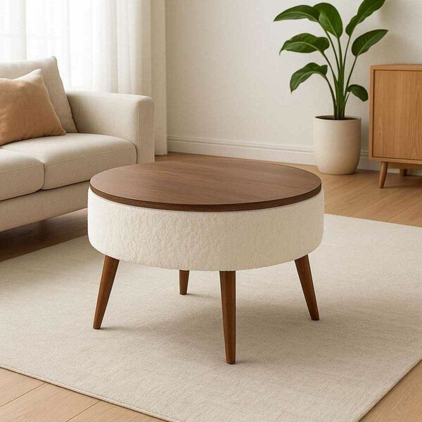 Atelier Del Sofa Noya kerek dohányzóasztal - fehér diós, fehér