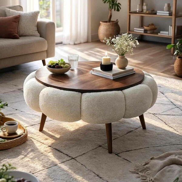 Atelier Del Sofa Papatya 60 dohányzóasztal - fehér, diófa