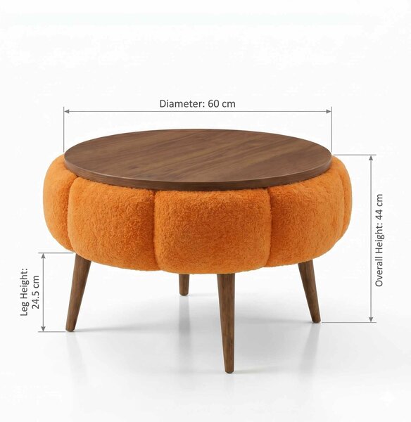 Atelier Del Sofa dohányzóasztal narancssárga dió Papatya 60 - narancs, dió