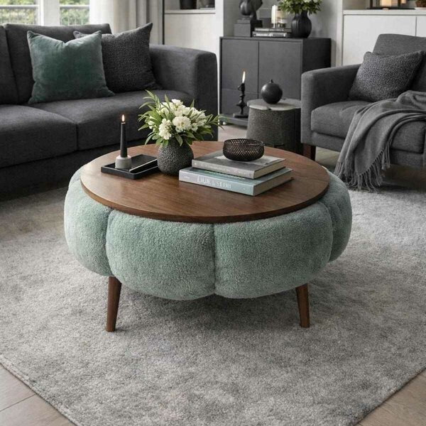 Atelier Del Sofa Dohányzóasztal Zöld Dió Papatya 60 - Zöld, Dió