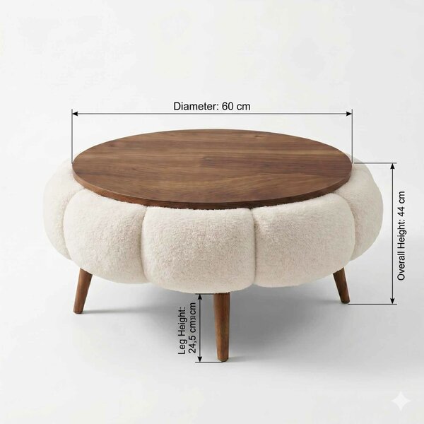 Atelier Del Sofa Papatya 60 dohányzóasztal - fehér, diófa