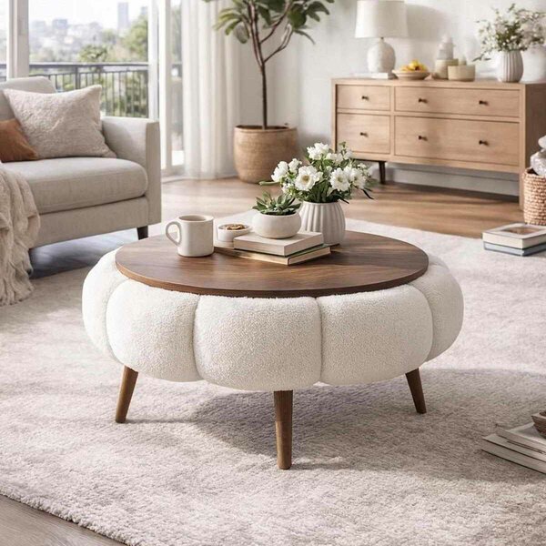 Atelier Del Sofa Papatya 60 dohányzóasztal - fehér, diófa