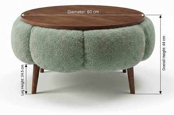 Atelier Del Sofa Dohányzóasztal Zöld Dió Papatya 60 - Zöld, Dió