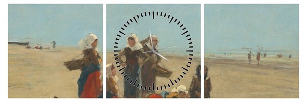 Kép - Eugène Boudin, Women on the Beach at Berck, reprodukciók (órával) (90x30 cm)