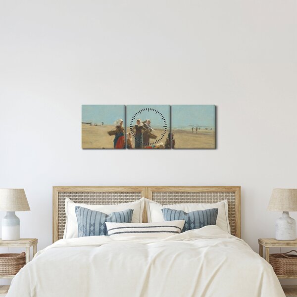 Kép - Eugène Boudin, Women on the Beach at Berck, reprodukciók (órával) (90x30 cm)
