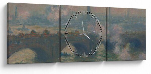 Kép - Claude Monet, Waterloo Bridge, Gray Day, reprodukciók (órával) (90x30 cm)