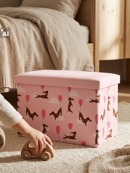 Sinsay - Tárolós puff tacskó mintával - pasztellpink