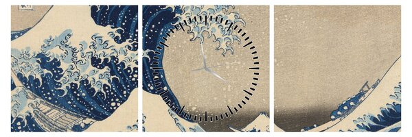 Kép - Katsushika Hokusai, Under the Wave off Kanagawa, reprodukciók (órával) (90x30 cm)