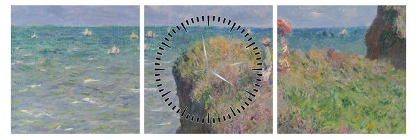 Kép - Claude Monet, Cliff Walk at Pourville, reprodukciók (órával) (90x30 cm)