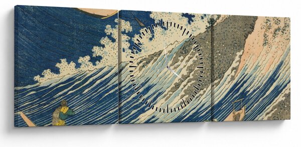 Kép - Katsushika Hokusai, Fishing Boats at Choshi in Shimosa (Soshu Choshi) , reprodukciók (órával) (90x30 cm)