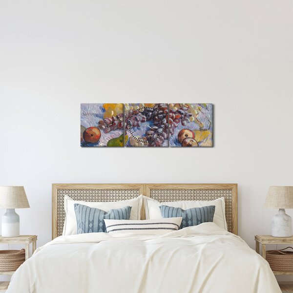 Kép - Vincent van Gogh, Grapes, Lemons, Pears, and Apples, reprodukciók (órával) (90x30 cm)