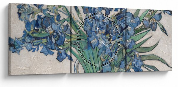 Kép - Vincent van Gogh, Irises, reprodukciók (órával) (90x30 cm)