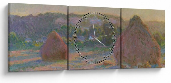 Kép - Claude Monet, Stacks of Wheat (End of Summer) , reprodukciók (órával) (90x30 cm)