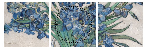 Kép - Vincent van Gogh, Irises, reprodukciók (órával) (90x30 cm)