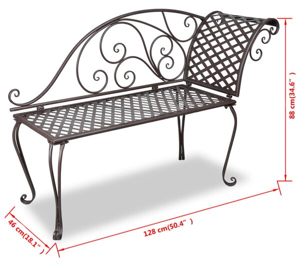 Barna antik acél kerti pad 128 cm