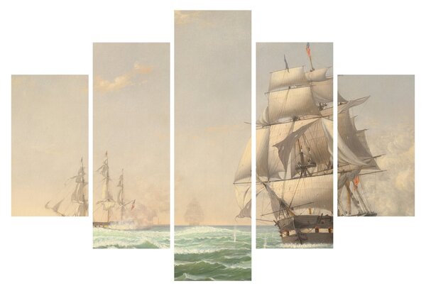 Kép - Fitz Henry Lane, The United States Frigate President Engaging the British Squadron, reprodukciók (150x105 cm)