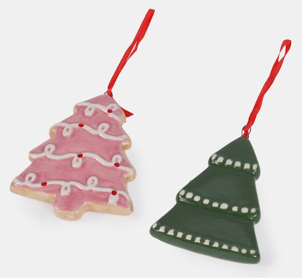 Sinsay - Karácsonyi díszek fenyőfa alakban 2 pack - többszínű