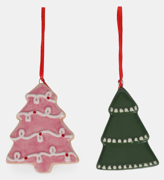 Sinsay - Karácsonyi díszek fenyőfa alakban 2 pack - többszínű