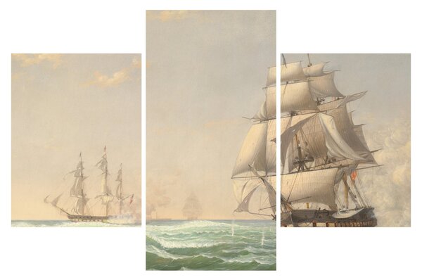 Kép - Fitz Henry Lane, The United States Frigate President Engaging the British Squadron, reprodukciók (90x60 cm)