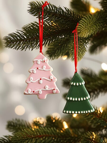 Sinsay - Karácsonyi díszek fenyőfa alakban 2 pack - többszínű