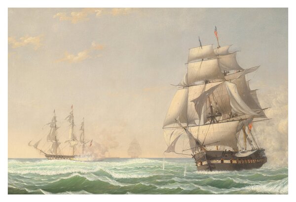 Kép - Fitz Henry Lane, The United States Frigate President Engaging the British Squadron, reprodukciók (90x60 cm)