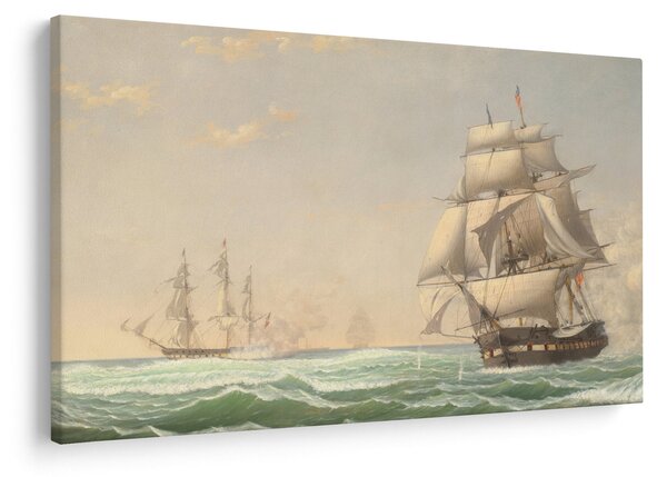 Kép - Fitz Henry Lane, The United States Frigate President Engaging the British Squadron, reprodukciók (90x60 cm)