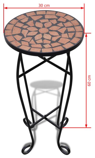 Terrakotta mozaik kisasztal növénytartó asztal