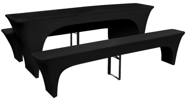 3 db nyújtható védőhuzat sör asztalnak és padnak 220x70x80cm fekete