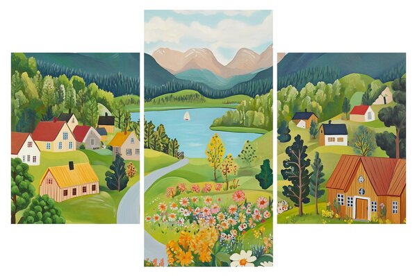 Kép - Falu a hegyekben (90x60 cm)