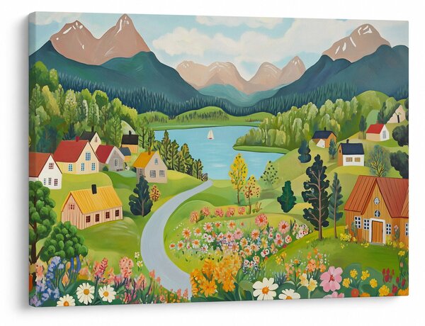 Kép - Falu a hegyekben (70x50 cm)